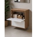 Ver imagem 5 de Gabinete para Banheiro com Espelheira 60cm MDF Freijo com Branco Dubai - On Móveis