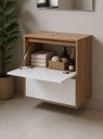 Ver imagem 5 de Gabinete para Banheiro com Espelheira 60cm MDF Freijo com Branco Dubai - On Móveis