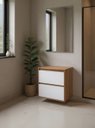 Ver imagem 1 de Gabinete para Banheiro com Espelheira 60cm MDF Freijo com Branco Dubai - On Móveis