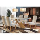 Ver imagem 1 de Conjunto: Mesa de Cozinha Imperatriz Tampo Madeirado c/ Vidro Canto Reto 180x90cm e 6 Cadeiras