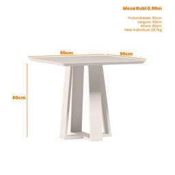 Mesa Jantar Rubi 90x90 Ype Damasco/preto - Nc - 3