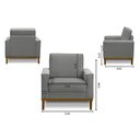Ver imagem 5 de Kit Sofá 3 Lugares 2,60m com Chaise e 2 Poltronas Living Lavinia Linho Cinza Adonai Estofados
