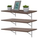 Ver imagem 2 de Kit 3 Prateleiras 60 x 25cm Nogal Com Mão Francesa