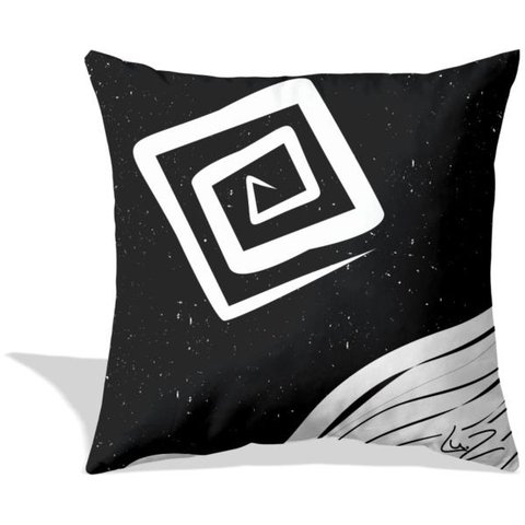 Almofada Lua por Lu.Z 48x48cm preta e branca