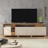 Rack Tv Até 75'' 4 Portas 2 Nichos Marrom Off White - 1