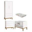 Ver imagem 1 de Quarto de Bebê 2 Portas e Cômoda Gaveteiro New Classic Branco com Pés Madeira e Colchão Gazin