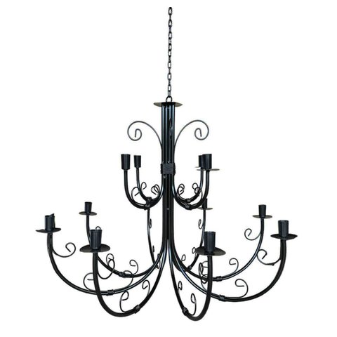 Lustre Luminária Ferro Teto 12 Bocais 2 Andares Salão Pé Direito Festas Sala de Jantar Decoração Lum