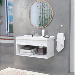 Gabinete Kit Armario para Banheiro 100% MDF Zoff 63cm com Cuba