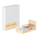 Ver imagem 2 de Quarto Completo Montessoriano, Cama Solteiro Evolutiva e Guarda-Roupa Modulado com LED Wave Casatema MadeiraOriginals Branco/Marrom