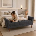 Ver imagem 6 de Recamier Descanso 160 cm para Quarto em Suede Cinza Escuro