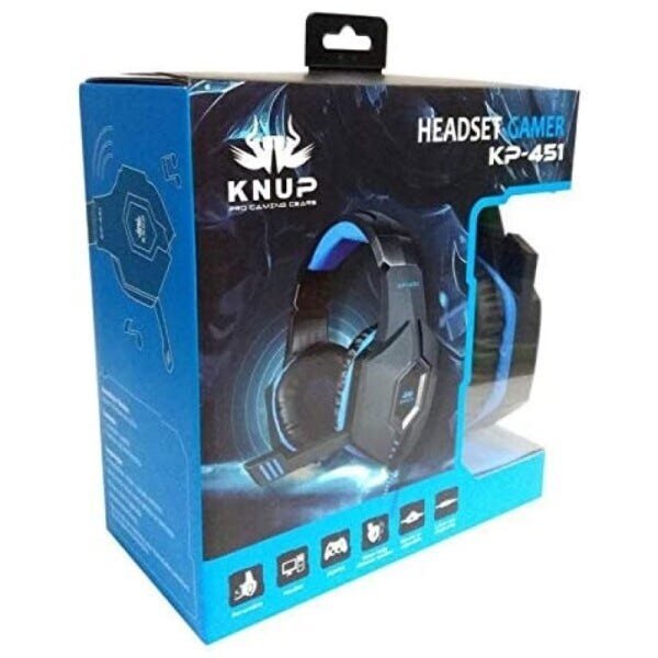 Headset Fone Gamer com Microfone Kp-451 Preto/Azul - 4