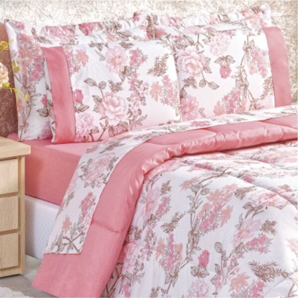 Edredom Naturallys Queen Dupla Face - Serene Rosa - 2