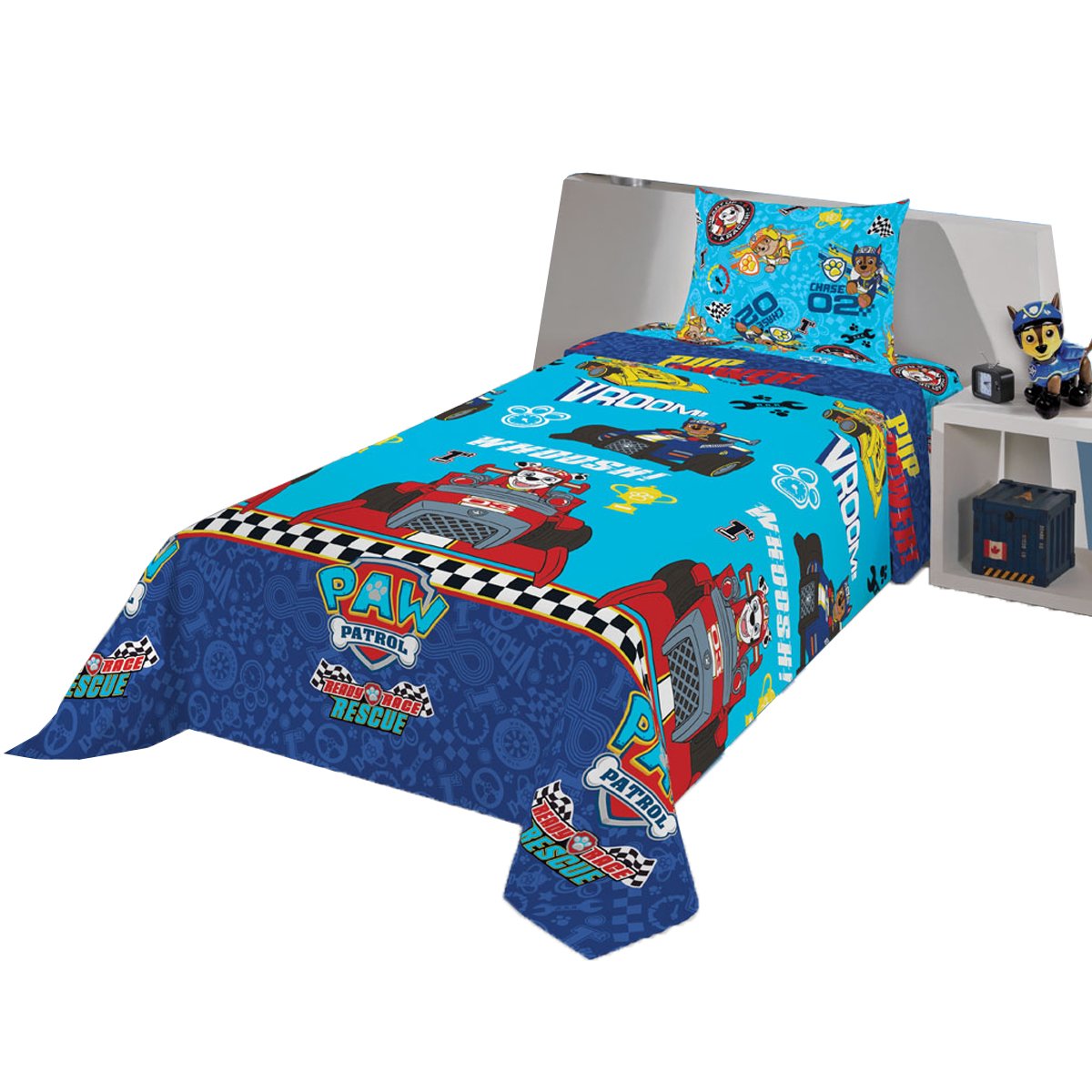 Jogo de Cama Infantil Lepper Patrulha Canina Menino Solteiro 3 Peças Microfibra Azul