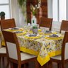 Toalha de Mesa Avulsa Jade Floral Amarelo para 8 Lugares - Tecido Jacquard - 1