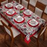 Toalha de Mesa Avulsa Jade Floral Vermelho para 6 Lugares - Tecido Jacquard - 2