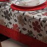 Toalha de Mesa Avulsa Jade Floral Vermelho para 6 Lugares - Tecido Jacquard - 3