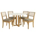 Ver imagem 2 de Conjunto Sala de Jantar Elma Premium Madeira Maciça C/ Tampo Madeirado C/ Vidro 120x120cm e 4