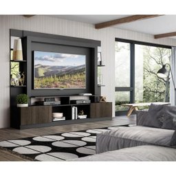 Rack com Painel e Suporte TV 65 Polegadas Prateleiras com Espelho Oslo Multimóveis Preto/Tenerife - 7