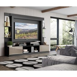 Rack com Painel e Suporte para TV até 65 Polegadas Prateleiras com Espelho Oslo Multimóveis Preto/La - 7 Rack com Painel e Suporte para TV até 65 Polegadas Prateleiras com Espelho Oslo Multimóveis Preto/La - 7