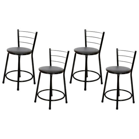 Banquetas Baixa Para Cozinha Preto 4un Assento Preto