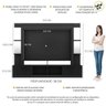 Rack com Painel e Suporte para Tv até 65 Polegadas Prateleiras com Espelho Oslo Multimóveis Preto - 3