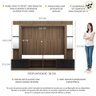 Rack com Painel e Suporte para TV até 65 Polegadas Prateleiras com Espelho Oslo Multimóveis Madeirad - 3