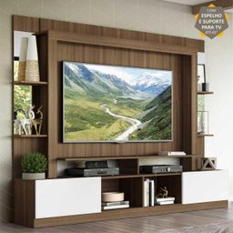 Rack com Painel e Suporte para TV até 65 Polegadas Prateleiras com Espelho Oslo Multimóveis Madeirad - 1