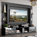 Ver imagem 1 de Rack com Painel e Suporte TV 65 Polegadas Portas com Espelho Oslo Multimóveis Preto
