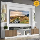Ver imagem 1 de Rack com Painel TV 65 Polegadas Prateleiras com Espelho Oslo Multimóveis Branco/Madeirado