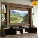 Ver imagem 1 de Rack com Painel TV 65 Polegadas Prateleiras com Espelho Oslo Multimóveis Madeirado/Preto