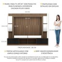 Ver imagem 3 de Rack com Painel TV 65 Polegadas Prateleiras com Espelho Oslo Multimóveis Madeirado/Preto