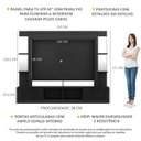 Ver imagem 3 de Rack com Painel TV 65 Polegadas Prateleiras com Espelho Oslo Multimóveis Preto