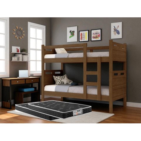 Beliche ou Duas Camas Solteiro C 2 Colchões D20 Confortáveis