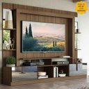 Ver imagem 1 de Rack Estante com Painel TV 65 Polegadas e Espelho Oslo Multimóveis Madeirado/Preto