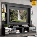 Ver imagem 1 de Rack Estante com Painel TV 65 Polegadas e Espelho Oslo Multimóveis Preto/Madeirado