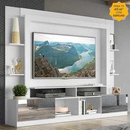 Rack com Painel TV 65 Polegadas Portas com Espelho Oslo Multimóveis Branco - 2