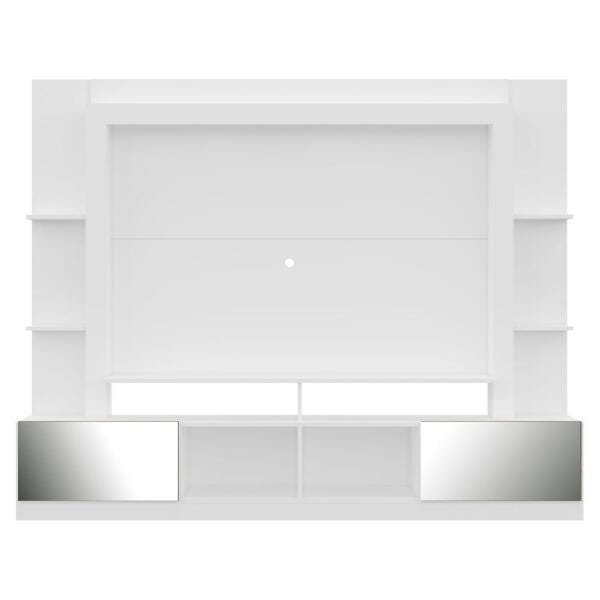 Rack com Painel TV 65 Polegadas Portas com Espelho Oslo Multimóveis Branco/Madeirado - 6