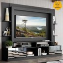 Ver imagem 1 de Rack com Painel TV 65 Polegadas Portas com Espelho Oslo Multimóveis Preto/Branco