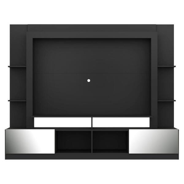 Rack com Painel TV 65 Polegadas Portas com Espelho Oslo Multimóveis Preto/Lacca Fumê - 6