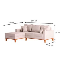 Sofá 3 Lugares Beny com Chaise Esquerdo Linho Cru - 3