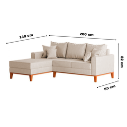 Sofá 3 Lugares Beny com Chaise Esquerdo Linho Cru - 5