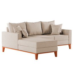Sofá 3 Lugares Beny com Chaise Esquerdo Linho Cru - 4