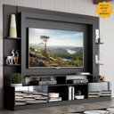 Ver imagem 1 de Rack com Painel TV 65 Polegadas Portas com Espelho Oslo Multimóveis Preto/Madeirado
