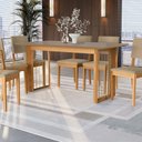 Ver imagem 3 de Conjunto Sala de Jantar Dora em Madeira Maciça 6 Cadeiras Boucle Bege
