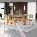 Ver imagem 1 de Conjunto Sala de Jantar Dora em Madeira Maciça 6 Cadeiras Boucle Bege
