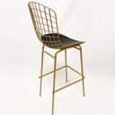 Ver imagem 4 de Banqueta BERTÓIA dourado fosco assento preto tubular altura 70cm - Poltronas do Sul