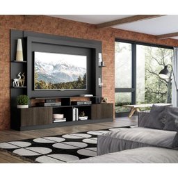 Rack Estante com Painel e Suporte para TV até 65 Polegadas e 2 Portas Oslo Multimóveis Preto/Tenerif - 7 Rack Estante com Painel e Suporte para TV até 65 Polegadas e 2 Portas Oslo Multimóveis Preto/Tenerif - 7