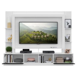 Rack com Painel e Suporte para TV até 65 Polegadas Portas com Espelho Oslo Multimóveis Branco/Preto - 5