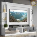 Ver imagem 1 de Rack com Painel e Suporte para TV até 65 Polegadas Portas com Espelho Oslo Multimóveis Branco/Preto