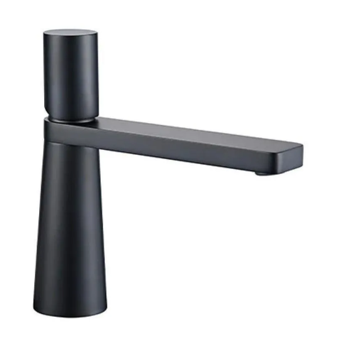 Torneira Monocomando de Mesa Cuba Pia para Banheiro Lavatório Lavabo Bica Baixa Redonda Preto Fosco